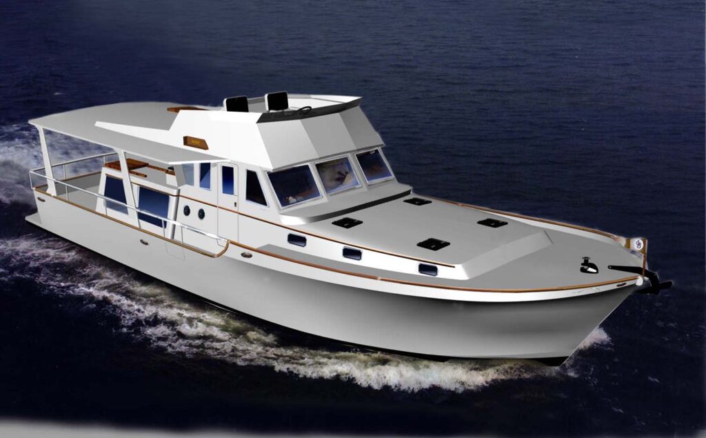 Shannon 48 flybridge and covered aft deck model